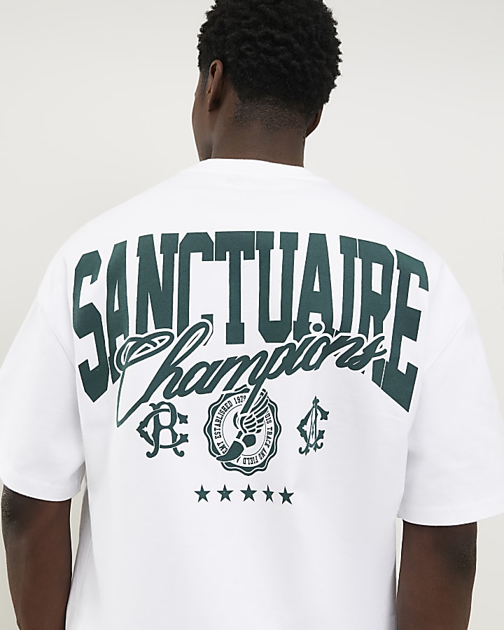 White Oversized Fit Sanctuaire Champ T-Shirt