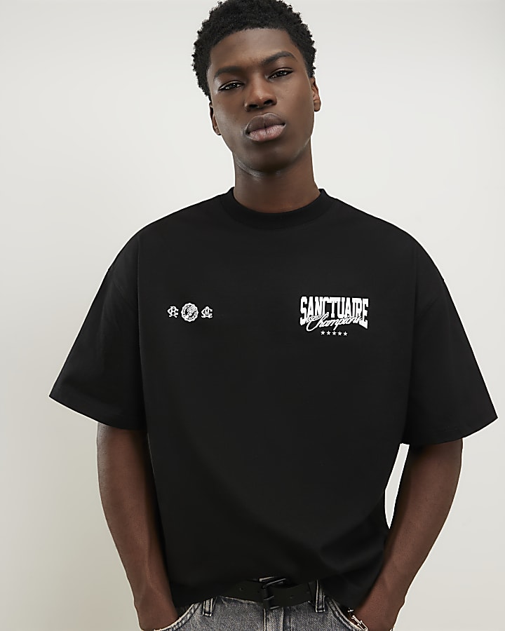 Black Oversized Fit Sanctuaire Champ T-Shirt