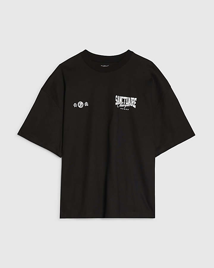 Black Oversized Fit Sanctuaire Champ T-Shirt