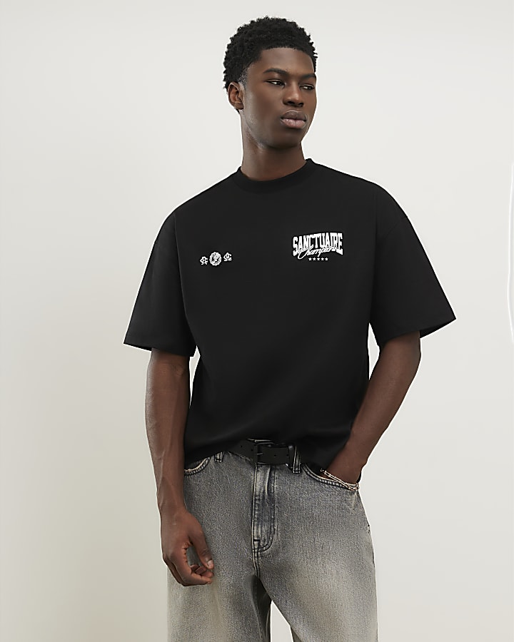 Black Oversized Fit Sanctuaire Champ T-Shirt