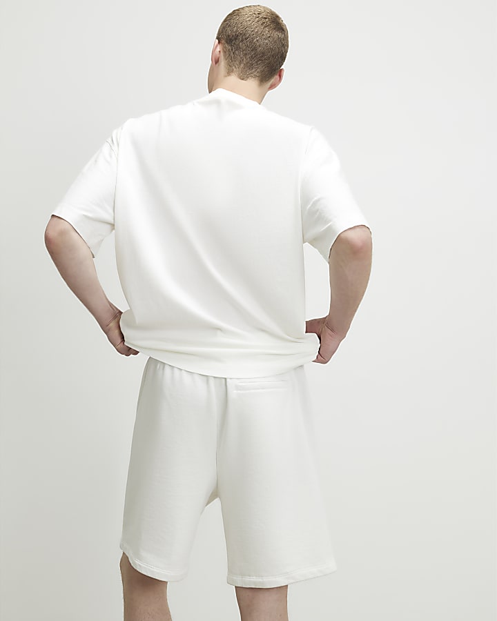 Cream Oversized Fit Washed T-Shirt Set
