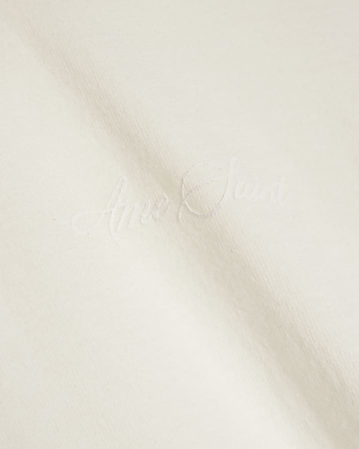 Cream Oversized Fit Washed T-Shirt Set