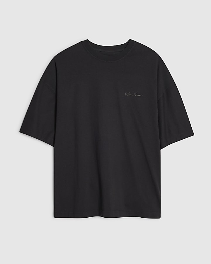 Black Oversized Fit Washed T-Shirt Set