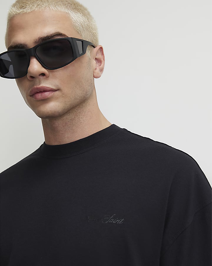 Black Oversized Fit Washed T-Shirt Set