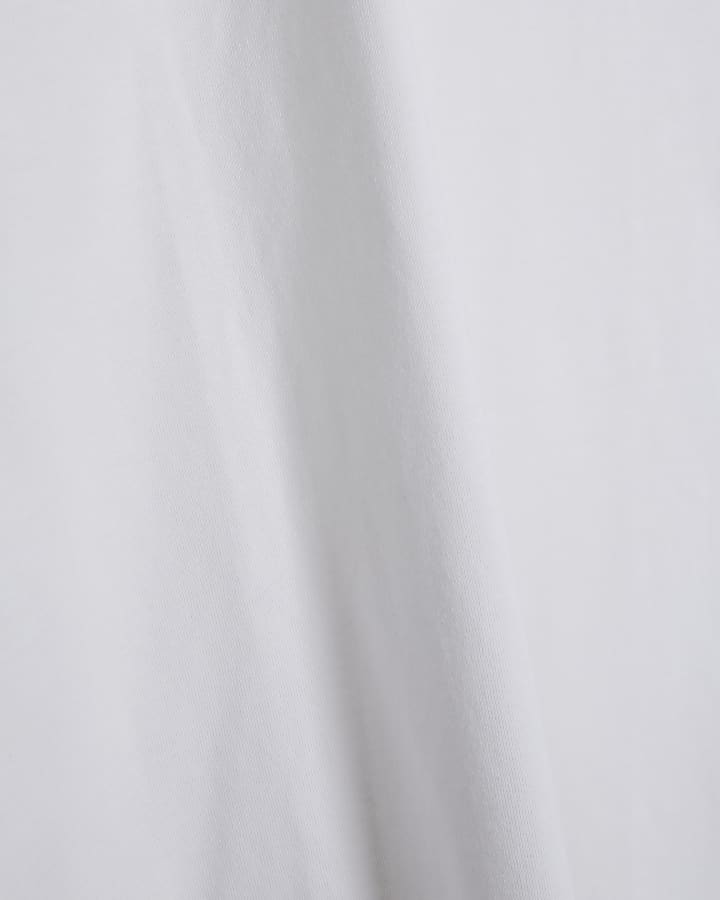 White Regular Fit Stepped Hem T-Shirt