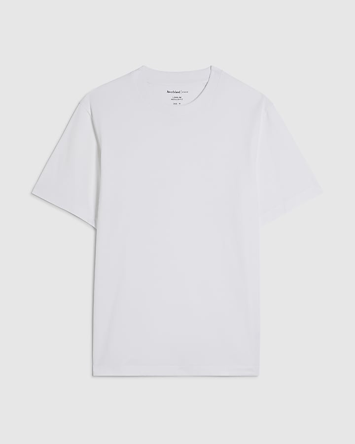 White Regular Fit Stepped Hem T-Shirt