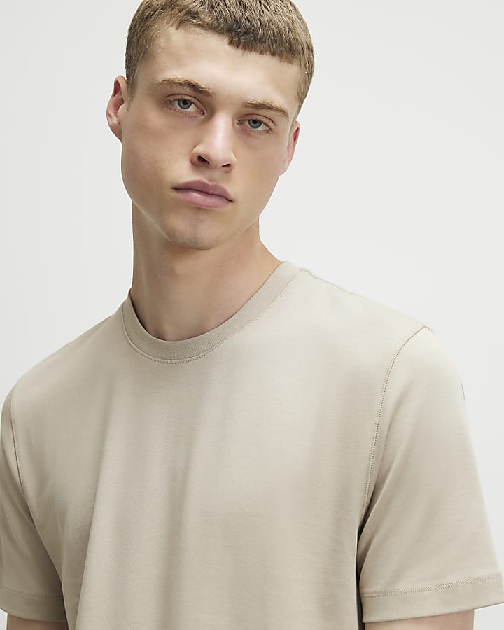 Beige Slim Fit Lightweight T-Shirt