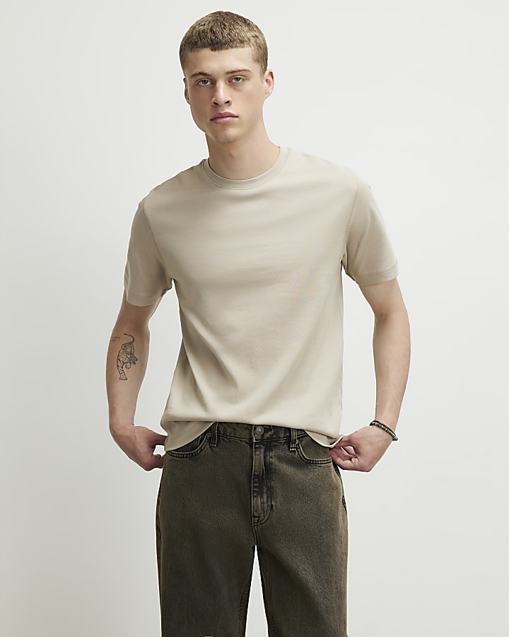Beige Slim Fit Lightweight T-Shirt