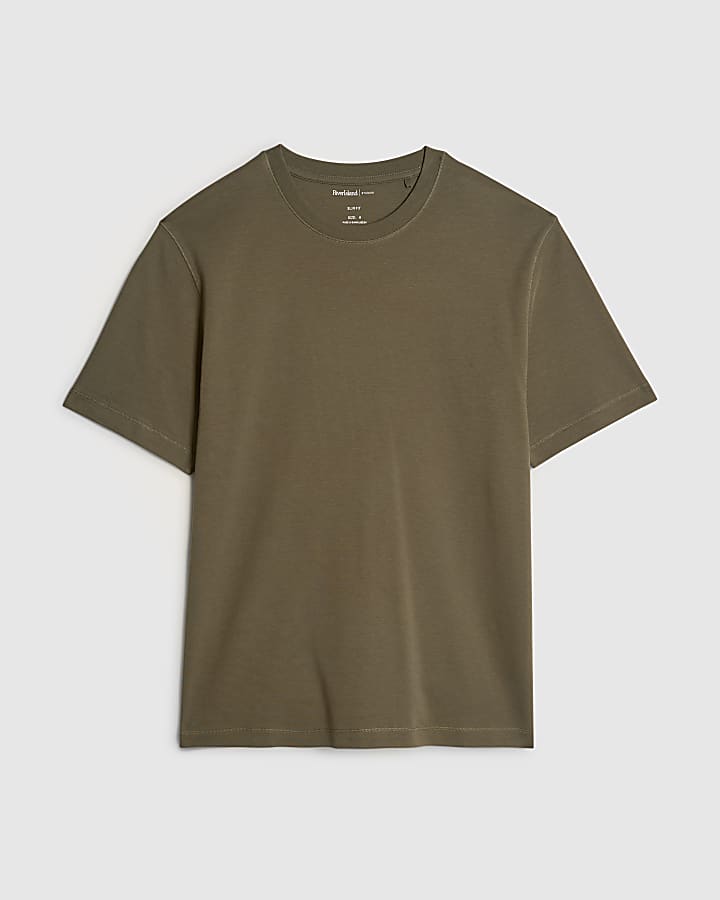 Khaki Slim Fit Cotton Lightweight T-Shirt