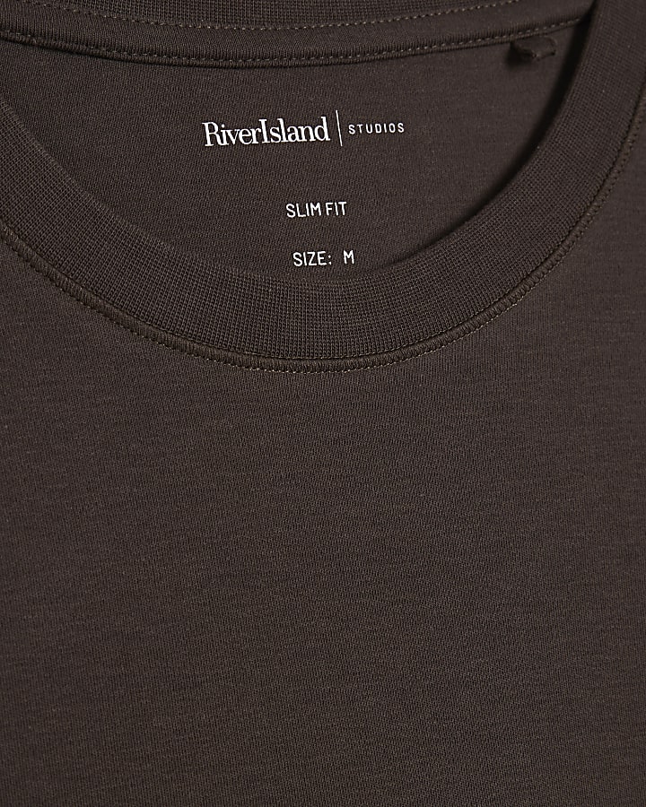 Brown Slim Fit Cotton Lightweight T-Shirt