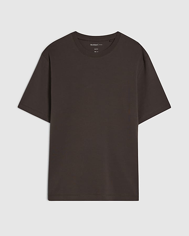 Brown Slim Fit Cotton Lightweight T-Shirt