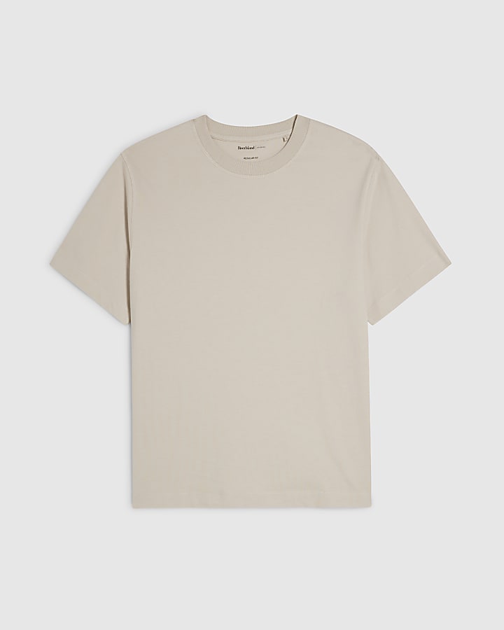Beige Regular Fit Cotton T-Shirt