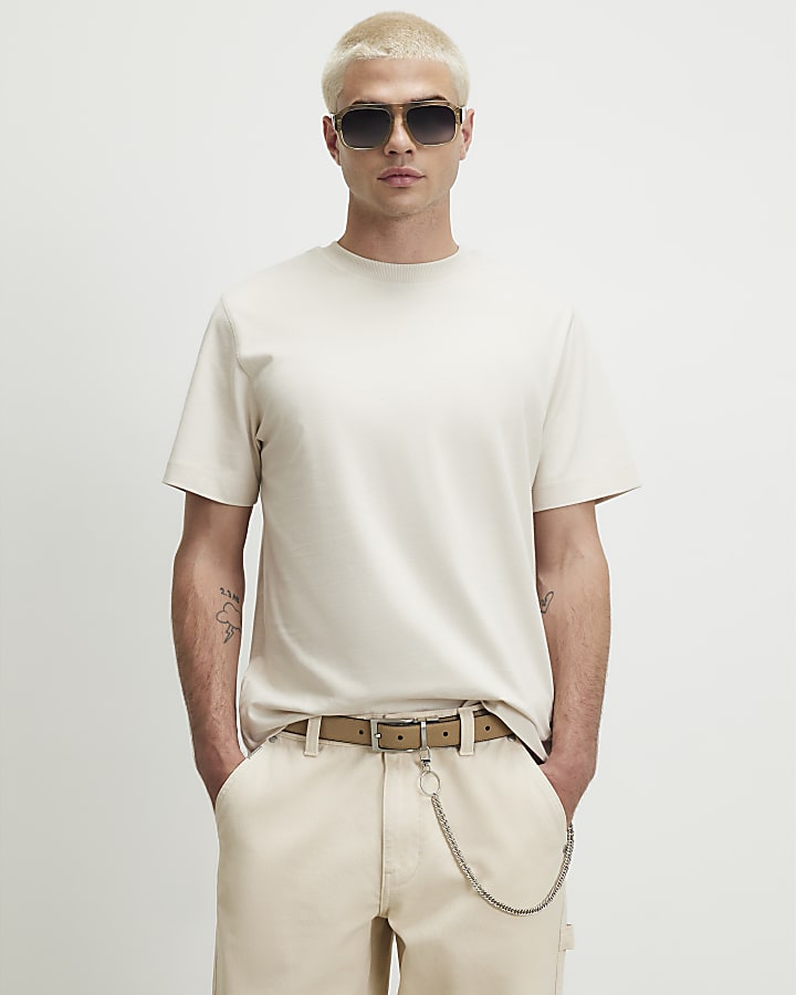 Beige Essentials Regular Fit T-Shirt