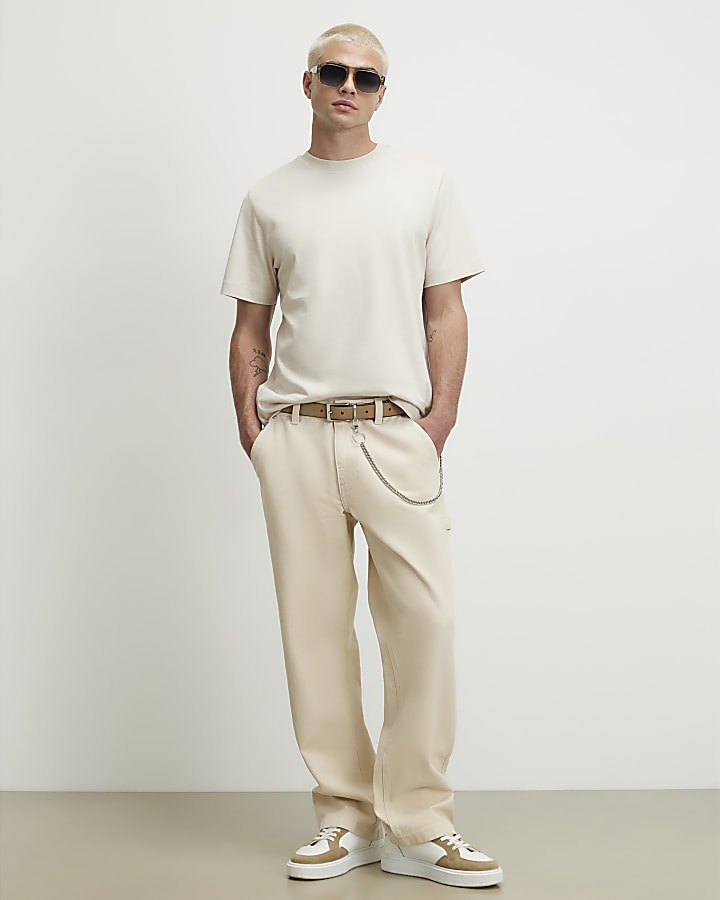 Beige Essentials Regular Fit T-Shirt