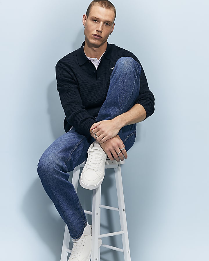 Blue Straight Leg Jeans