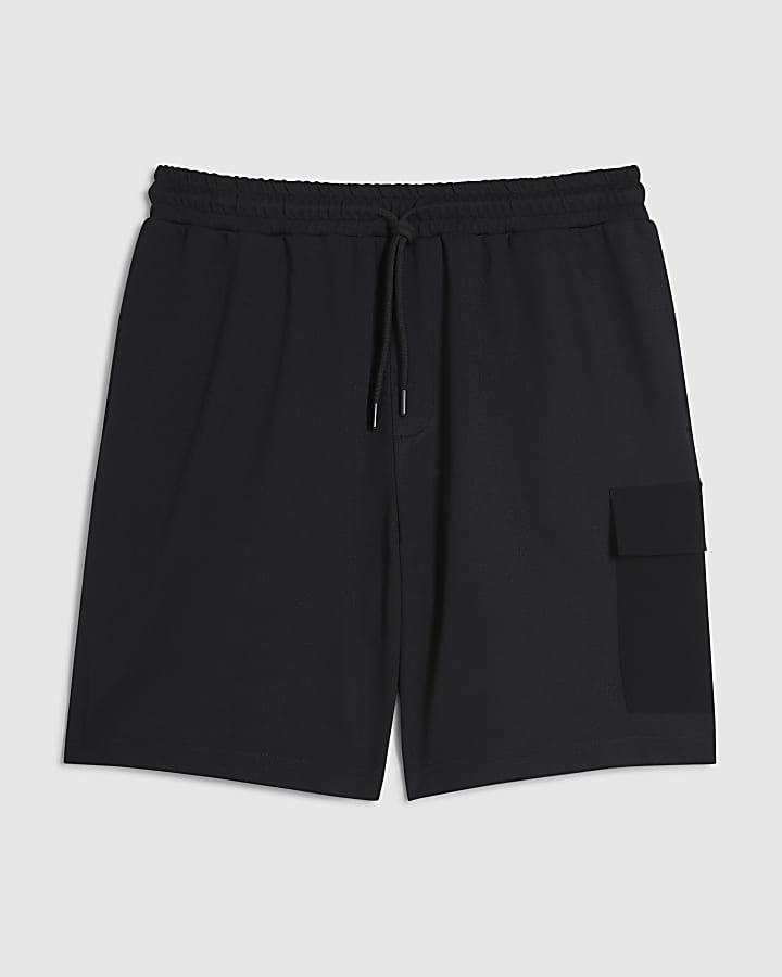 Black Regular Fit Cargo Shorts