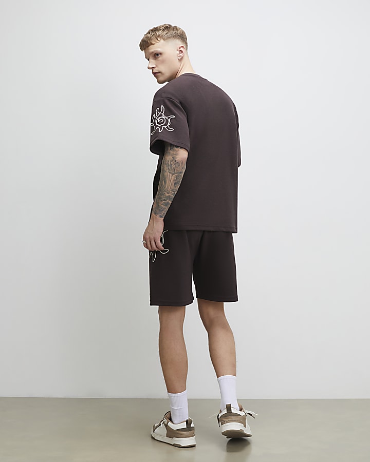 Brown Regular Fit Roping Shorts