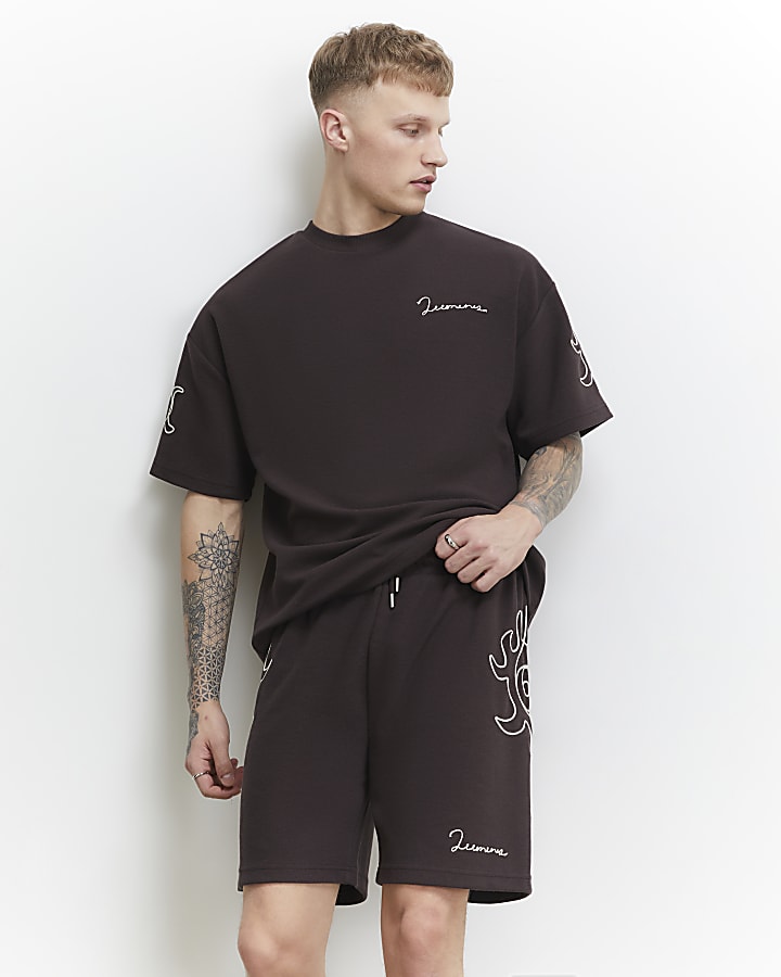 Brown Regular Fit Roping Shorts