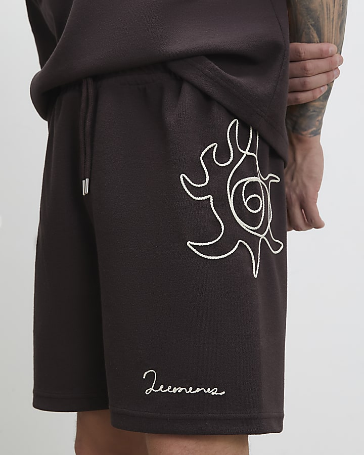 Brown Regular Fit Roping Shorts