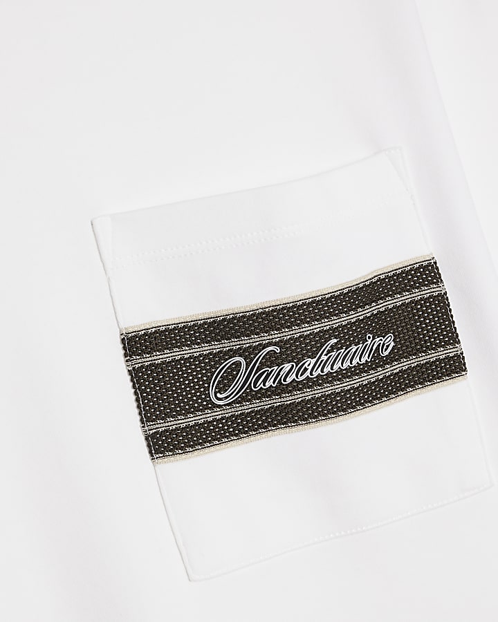 White Slim Fit Taped Pocket T-Shirt