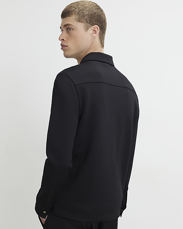 Black Muscle Fit Shacket