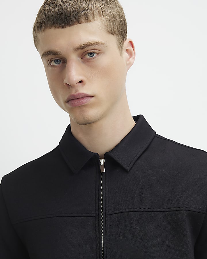 Black Muscle Fit Shacket