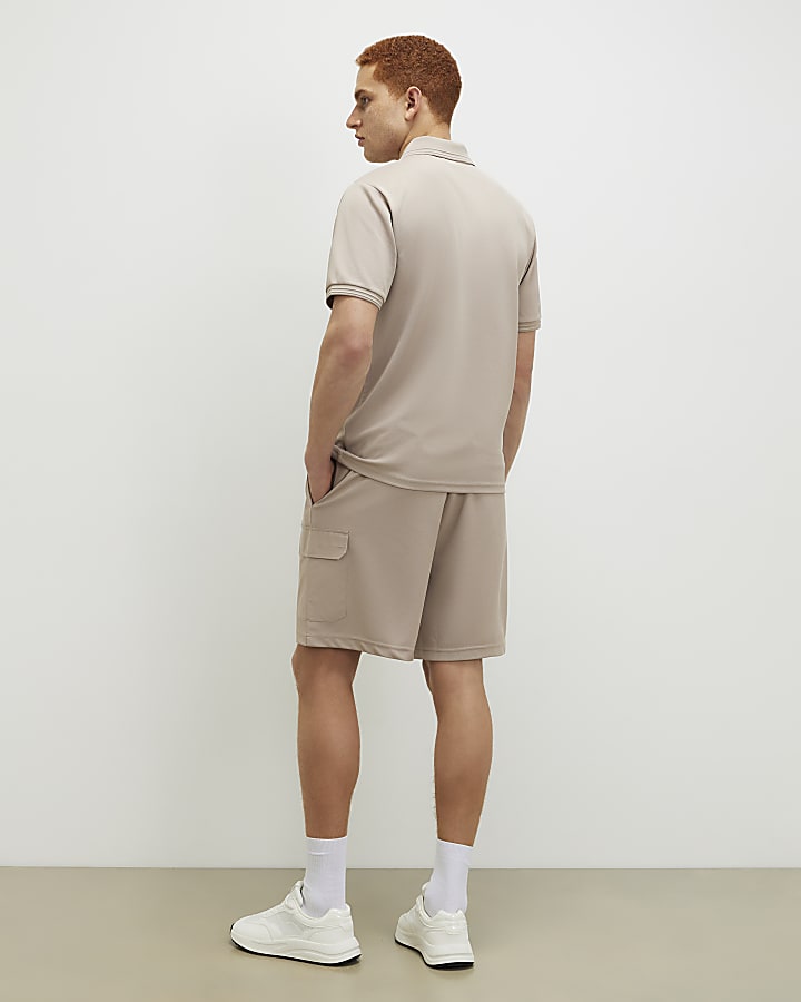 Biege Slim Fit Cargo Shorts
