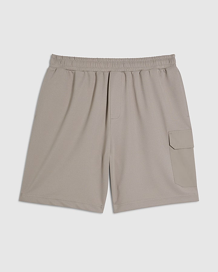 Biege Slim Fit Cargo Shorts