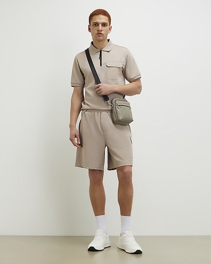 Biege Slim Fit Cargo Shorts