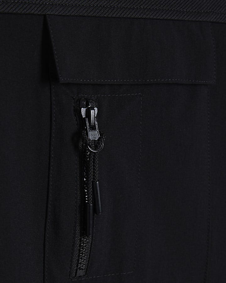 Black Slim Fit Nylon Pocket T-shirt