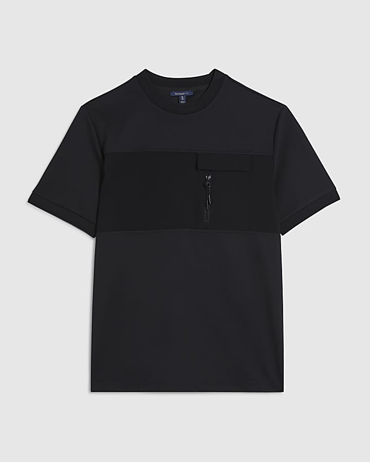 Black Slim Fit Nylon Pocket T-shirt