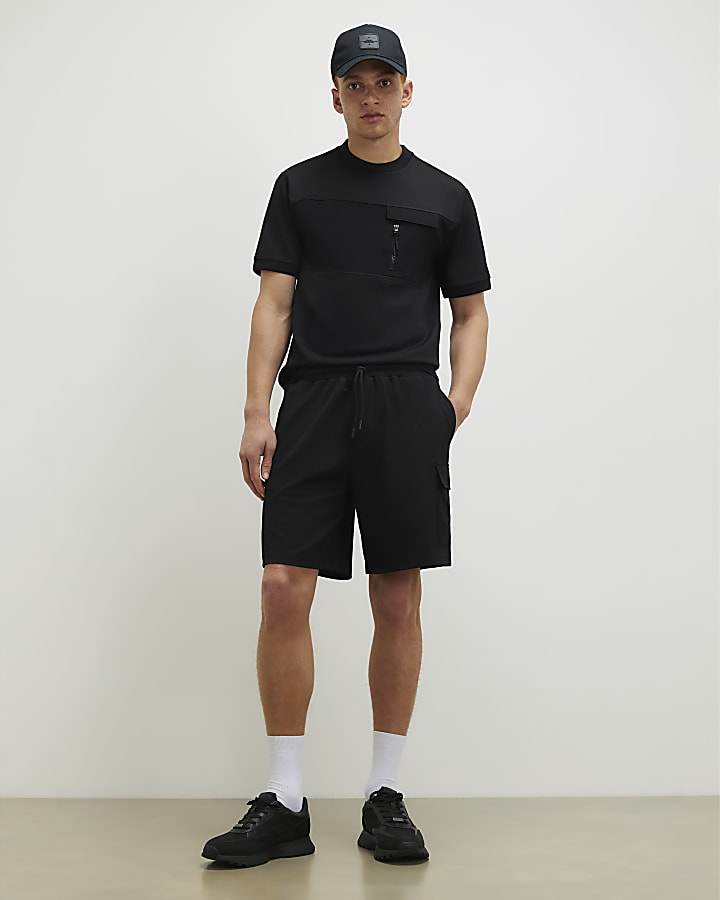 Black Slim Fit Nylon Pocket T-shirt