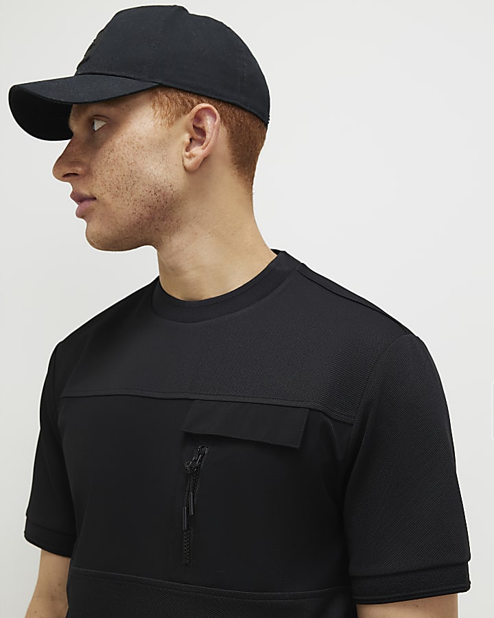 Black Slim Fit Nylon Pocket T-shirt
