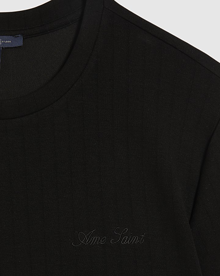 Black Muscle Fit Stripe T-Shirt