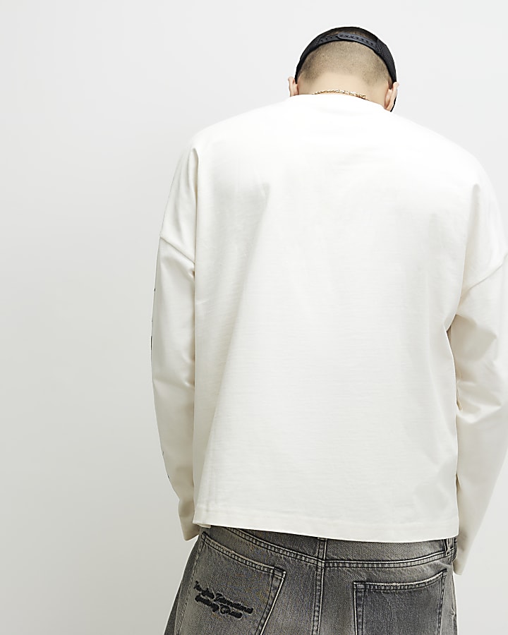 White Oversized Fit Burnout Car T-Shirt