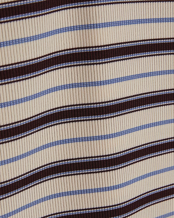 White Slim Fit Stripe Zip Polo Shirt