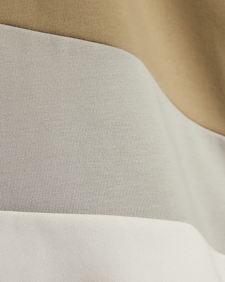 Beige Regular Fit Colour Block Shorts