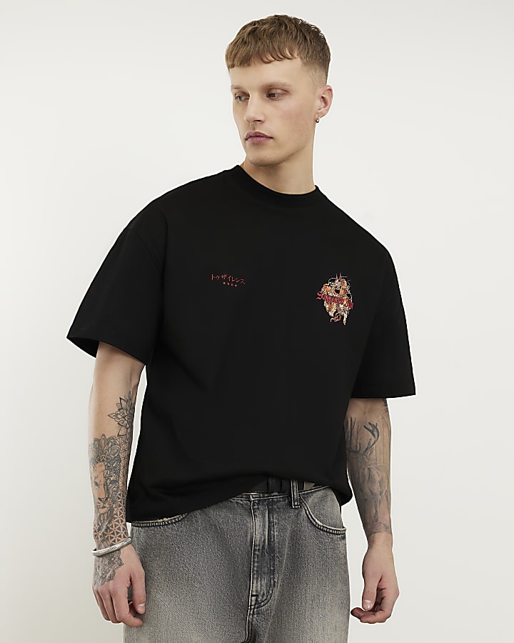Black Oversized Fit Sappora T-Shirt