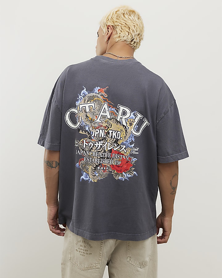 Black Oversized Fit Washed Otaru T-Shirt