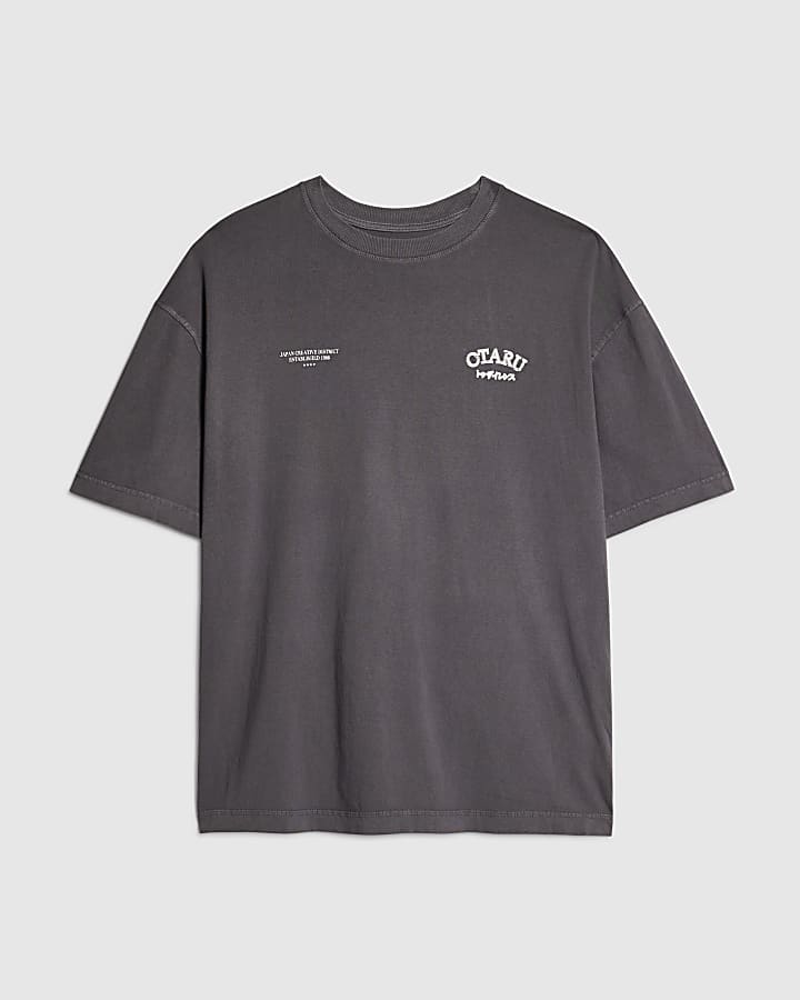 Black Oversized Fit Washed Otaru T-Shirt