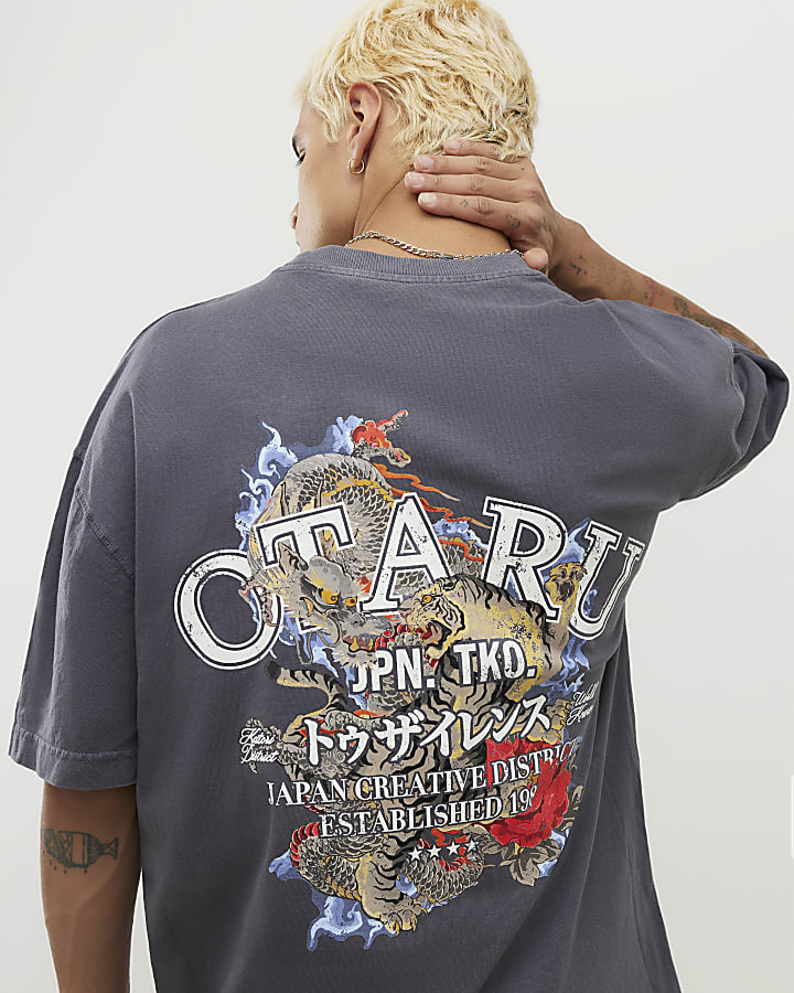 Black Oversized Fit Washed Otaru T-Shirt