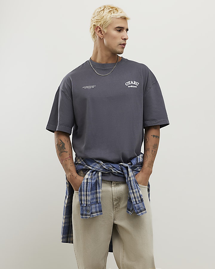 Black Oversized Fit Washed Otaru T-Shirt