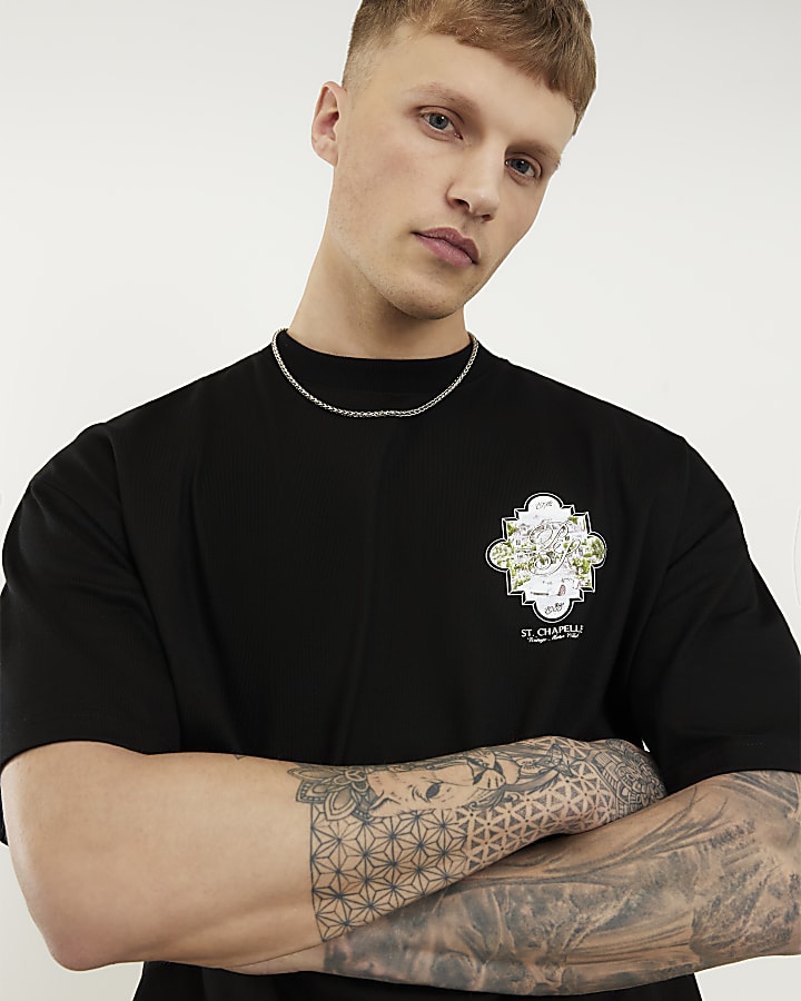 Black Oversized Fit St Chapelle Car T-Shirt