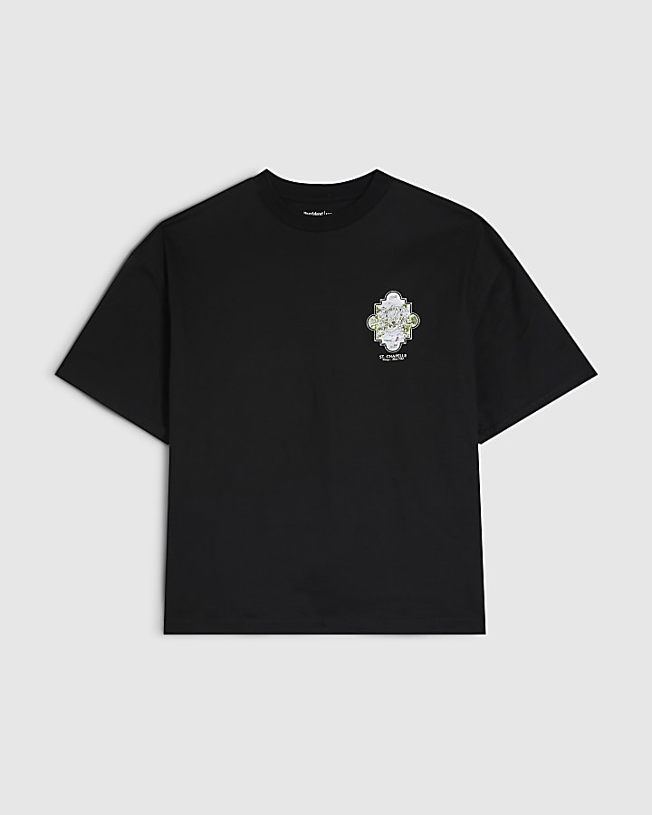 Black Oversized Fit St Chapelle Car T-Shirt