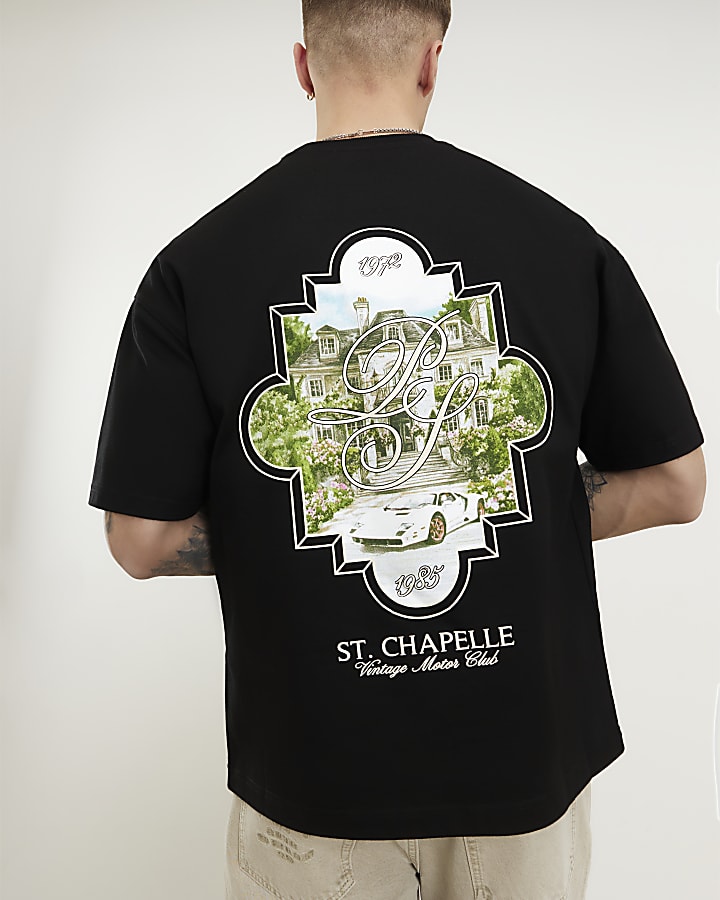 Black Oversized Fit St Chapelle Car T-Shirt