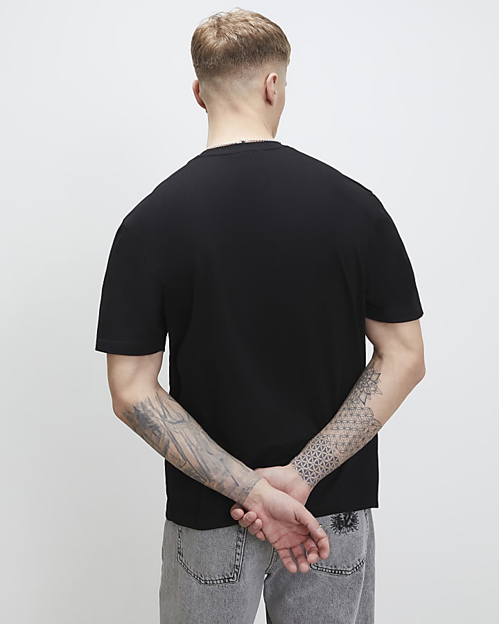 Black Regular Fit Midweight Crew Neck T-Shirt