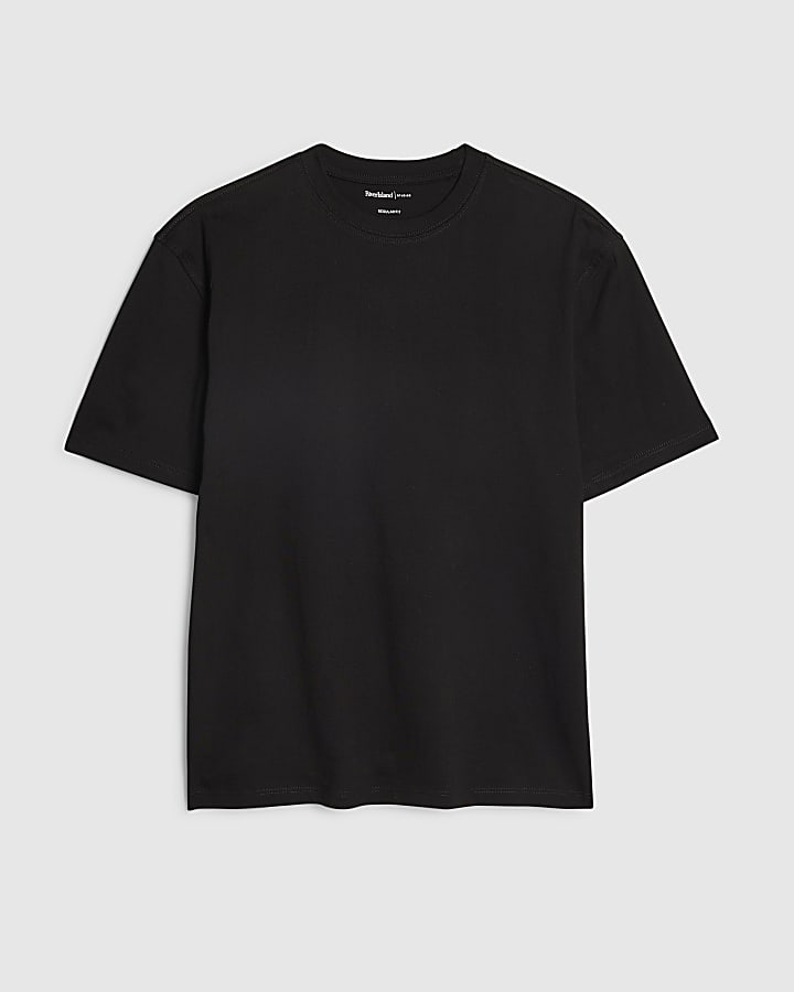 Black Regular Fit Midweight Crew Neck T-Shirt
