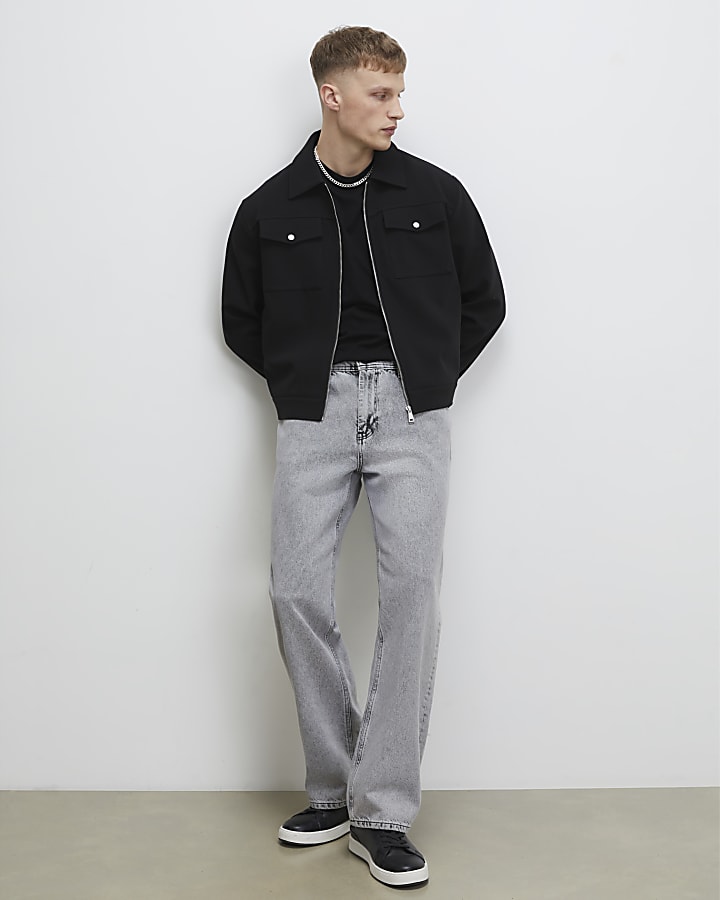 Black Regular Fit Midweight Crew Neck T-Shirt