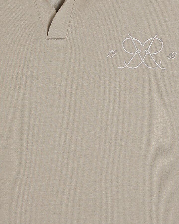 Beige Regular Fit Monogram Polo Shirt