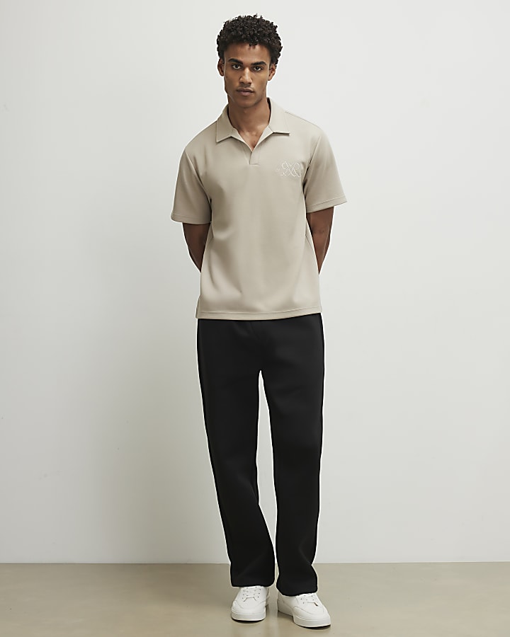 Beige Regular Fit Monogram Polo Shirt